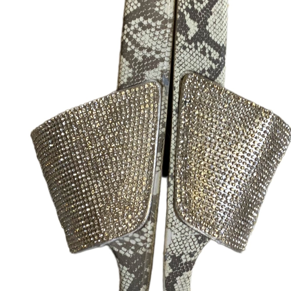 Flatform Slides Snakeprint Bottom And Silver Jewe… - image 2